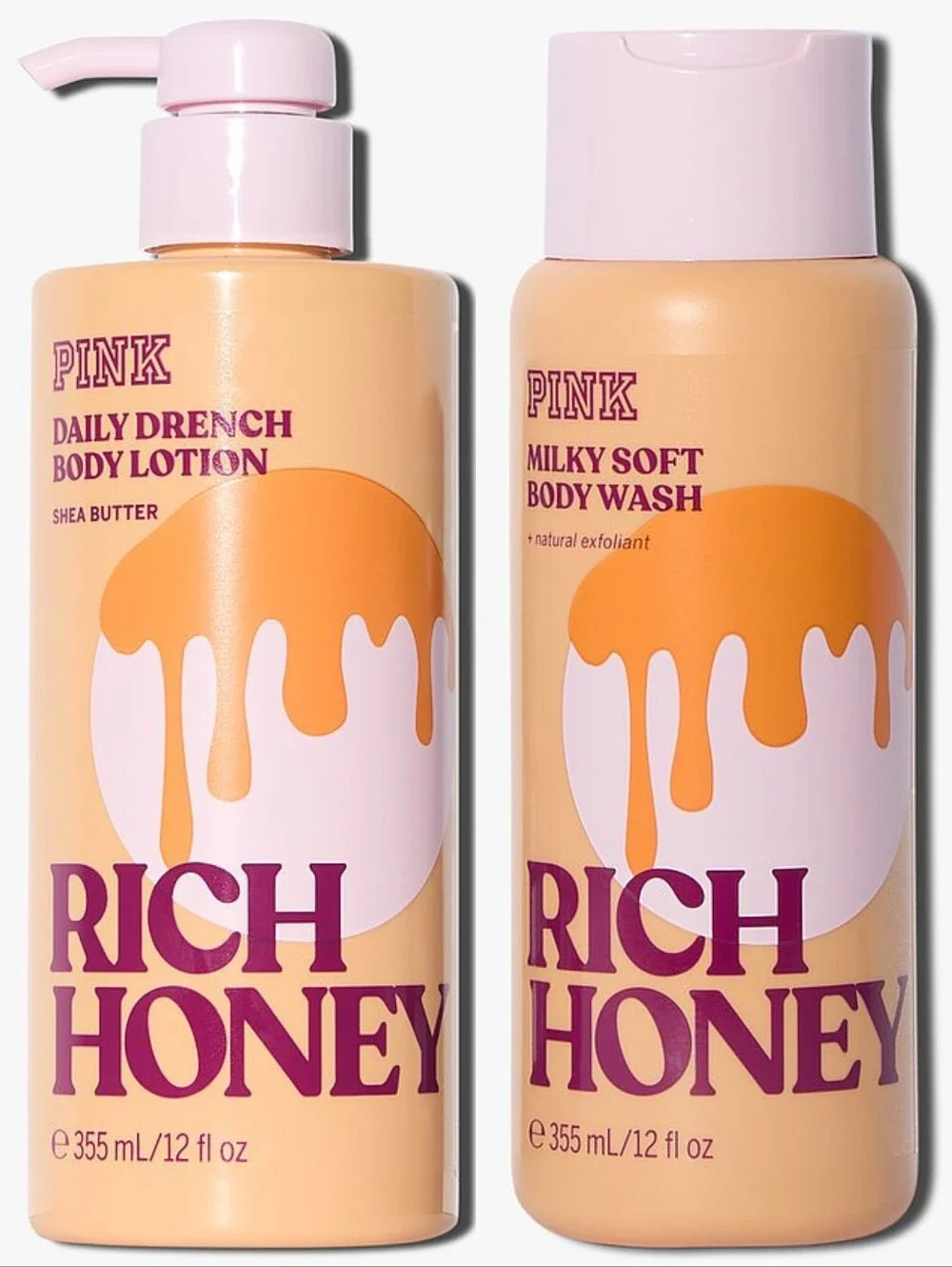 PINK Victoria's Secret Rich Honey Body Lotion & Body Wash Set NEW